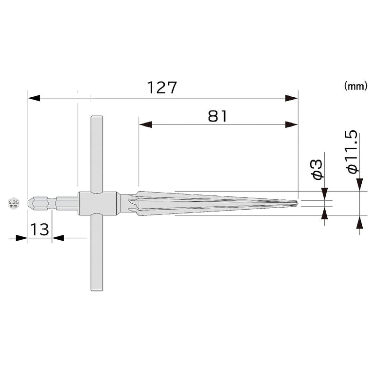 ENGINEER Metal taper hole REAMER BIT (for 3mm-11.5mm dia. holes), high carbon steel, TR-11 孔開範囲 φ3.0~11.5mm