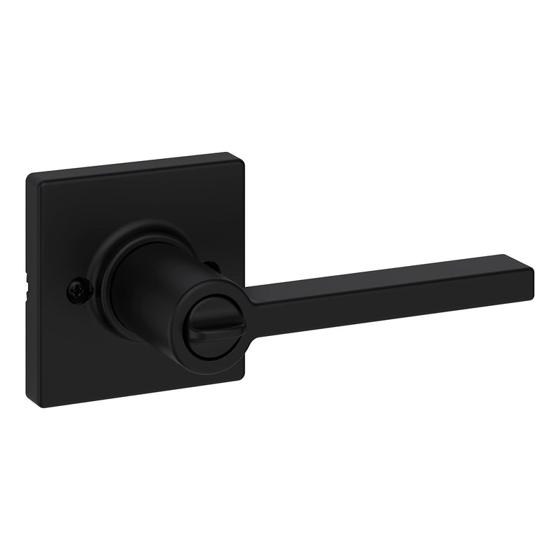 Kwikset Casey Interior Privacy Door Handle with Lock, Door Lever For Bathroom and Bedroom, Matte Black Reversible Keyless Turn Lock, with Microban Protection 1 Pack