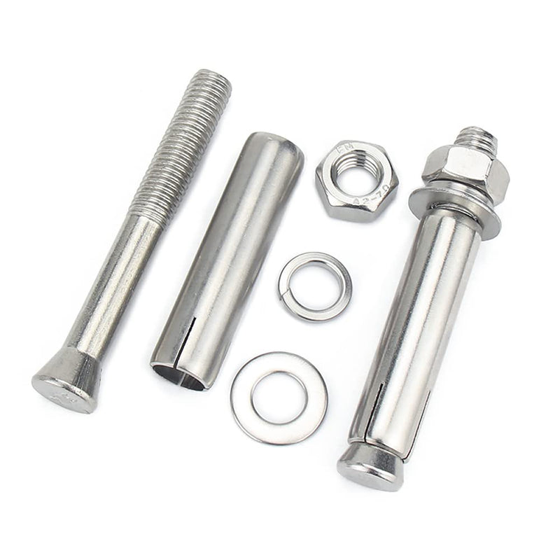 Junter 8pcs M6 x 50mm Hex Expansion Bolts 304 Stainless Steel External Hex Nut Expansion Screw Bolts Sleeve Anchor,Pool Safety Cover Expansion Bolts,for Concrete