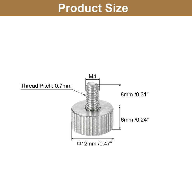 uxcell M4x8mm Knurled Thumb Screws, 5pcs 304 Stainless Steel Flat Knurled Head Fully Threaded Thumb Screws Bolts Grip Knobs Fasteners