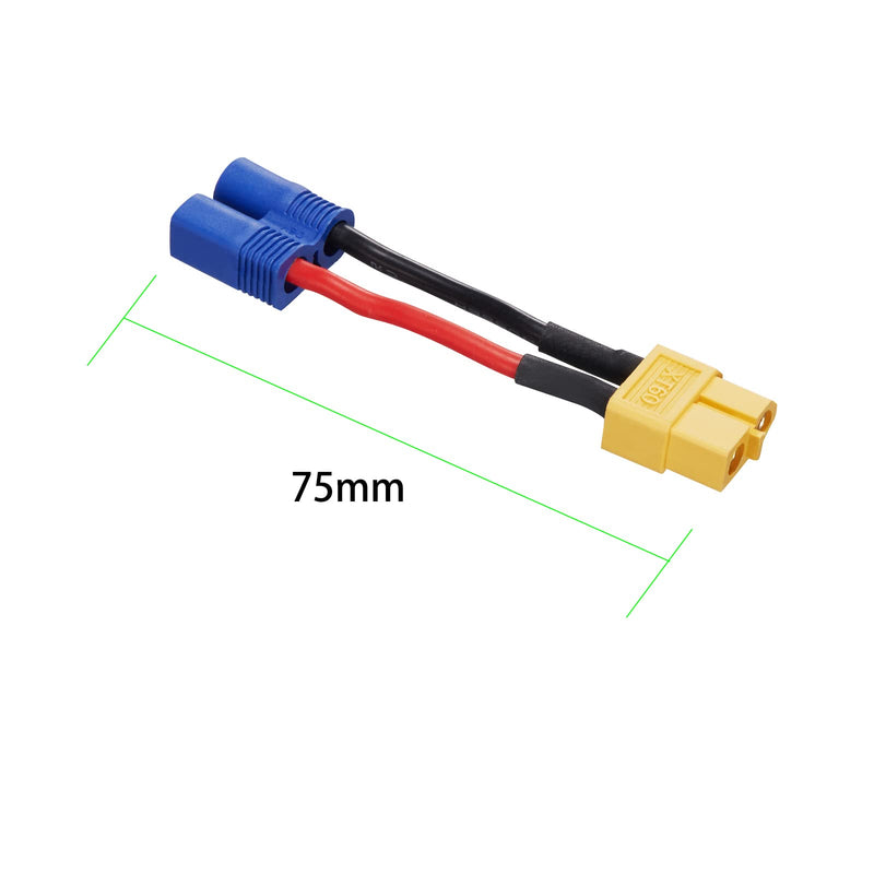 EC3 Male to XT60 Female Connector Adapter, 4pcs XT60-EC3 Extension Cable,RC Battery Adapter with 5cm 16AWG Silicone Wire for LiPo Battery Micro FPV Drone XT60 female-EC3 male