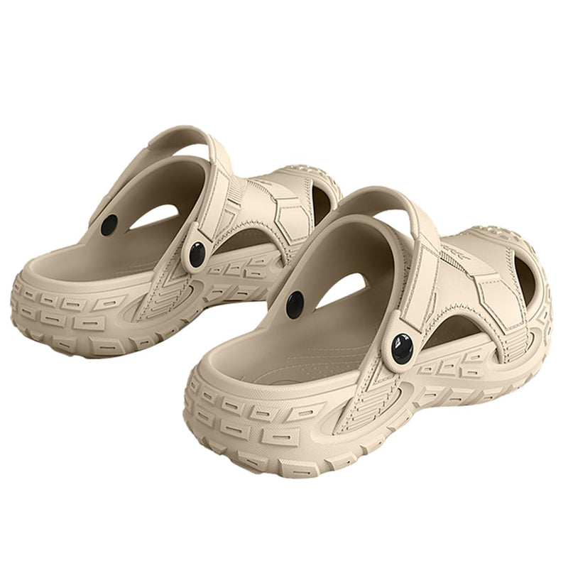 Harssidanzar Clogs Chef Shoes for Men Work Shoes for Garden Beach Sandals Slippers CM201US Khaki 9.5-10