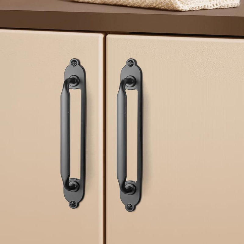 Black Zinc Alloy Cabinet Handle with Backplate - 5''(128mm) Hole Center Cabinet Pull Hardware for Bedroom, Kitchen, 2 Pack（G025） 5 '' Hole Centers Backplate G025 Black