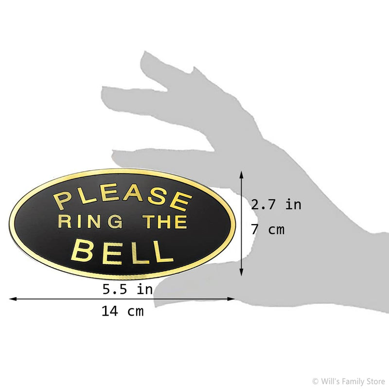 Please Ring the Bell Aluminium Doorbell Sign Self-adhesive Black and Golden 5.5x2.7 inch Black&Golden Aluminium with tape