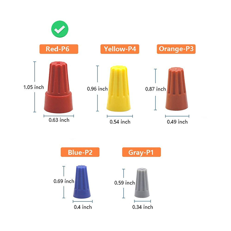 300 Pcs Red Electrical Wire Connectors Screw Terminals, with Spring Insert Twist Nuts Caps (AWG 18-10) Red (AWG 18-10)