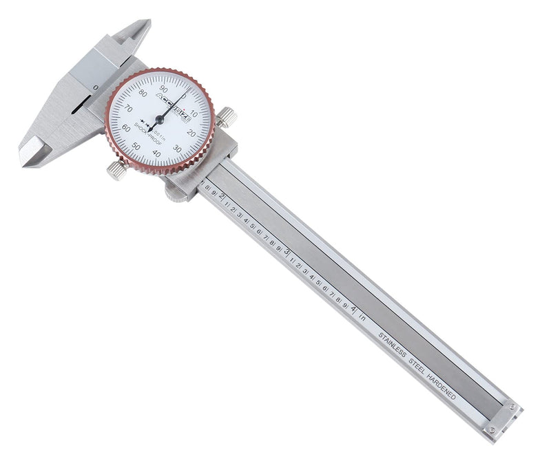 Accusize Industrial Tools 0-4 inch by 0.001 inch Precision Dial Caliper, Stainless Steel, in Fitted Box, P920-S214