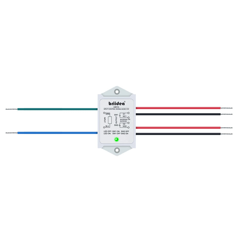 DPST 1NO 1NC 8Amp Power Relay Module, Briidea 24V AC/DC Power Relay Control Voltage, White AC/DC 24V