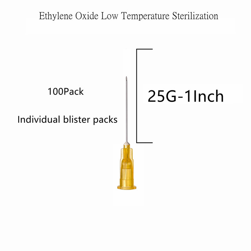 SHAOTONG Luer Lock Accessories-100Pcs (25G-Long 1In) 25G-Long 1In