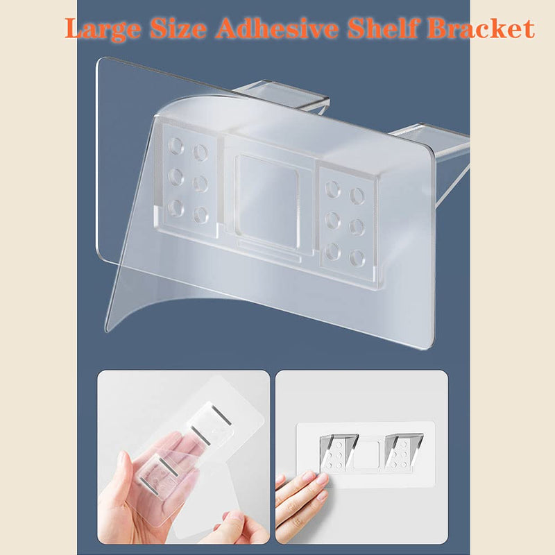 12 Pieces Large Size Adhesive Shelf Bracket, Double Row Thickened and Reinforced Design Punch Free Shelf Support Pegs for Shelves Kitchen Cabinet Book Closet large size-12pcs