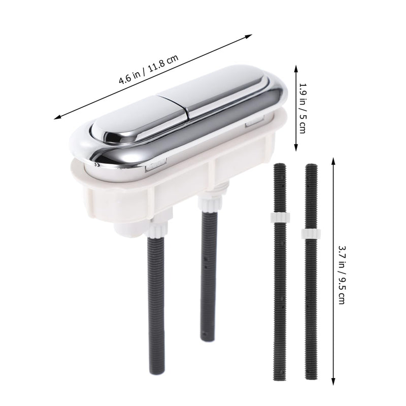 DOITOOL Dual Flushing Toilet Push Button, 3.94" D * 1.18" W Oval Dual Flush Valve Replacement Kit, Silver Toilet Button Pusher, Plastic