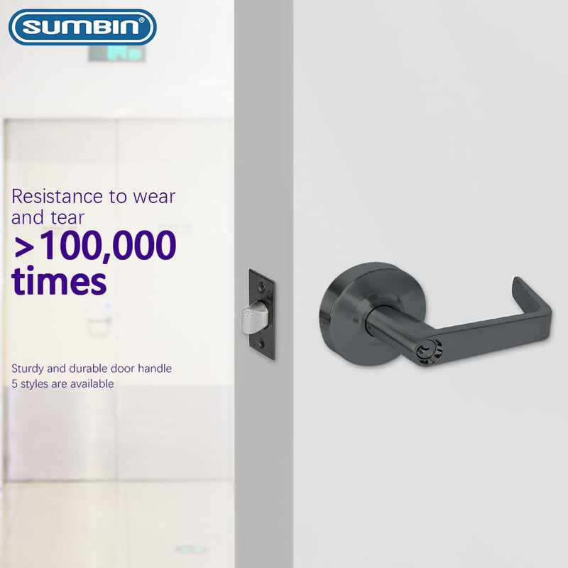 Grade 2 Commercial Heavy Duty Passage Door Lever Lockset, ADA, Matt Black Finish B400 Passage RB