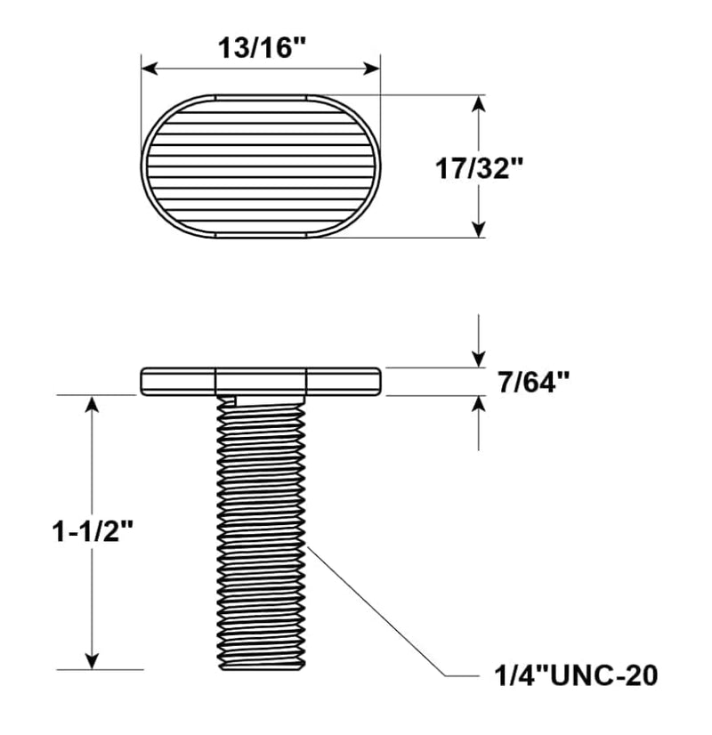 USA Made T-Slot Bolts 1/4”-20 Thread Size T-Bolts, 20 Pack (1.5")