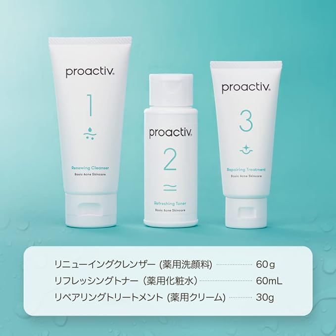 New Proactive Trial Kit, With Guide to Use, 1 Medicated Facial Cleanser (2.1 oz (60 g), 1 Medicated Lotion (2.1 fl oz (60 ml), 1 Medicated Cream (1.1 oz (30 g), Acne, Medicine, Acne Care, Adolescent, - NewNest Australia