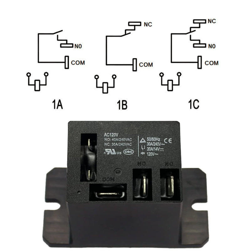 4Pcs Miniature Power Relay 30A, AC120V Coil, SPDT(1NO 1NC) Mini 120 Volt Relays with Quick Connect Wires NT90 AC120V-4Pcs AC120V x 4