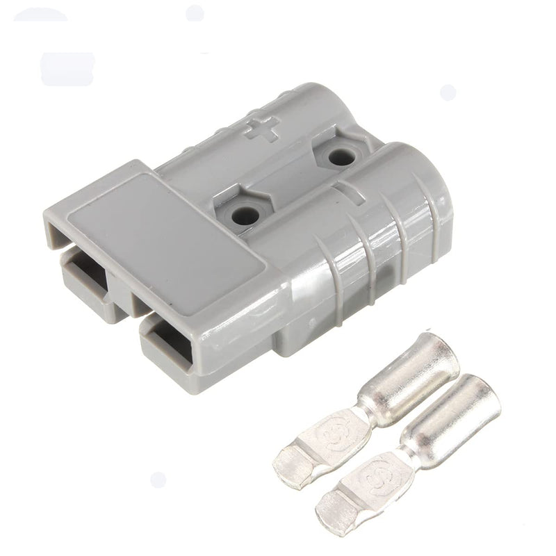 2pc Battery Quick Connector Kit 50a Plug Connect Disconnect Winch Trailer (50A 6AWG -Grey) Gray