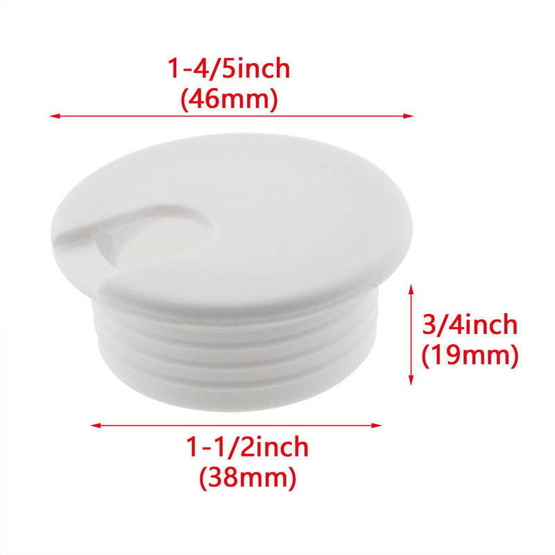 2PCS 1-1/2inch / 38mm Desk Grommet Wire Cord Cable Grommets Hole Cover for Office PC Desk Cable Cord Organizer Plastic Cover, White 2