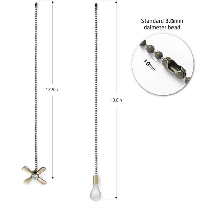Ceiling Fan Pull Chains 13.6 Inches Fan Pulls 2 Pcs Ceiling Fan Pull Cord Fan Pull Set for Ceiling Fan Light and Lamps Antique Brass