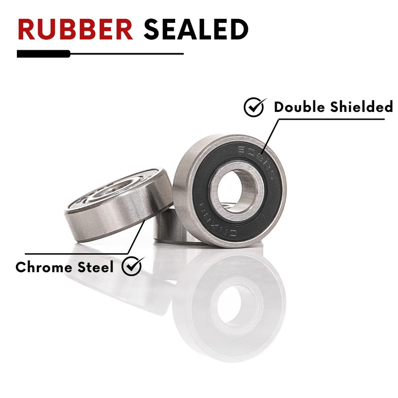 10 PCS 608-2RS Double Black Rubber Sealed Deep Groove Ball Bearings 8x22x7mm, Deep Groove Ball Bearing ABCE-3 Pre-Lubricated, Chromium Bearing Steel (608-2RS-BK, 10) 608-2RS-BK