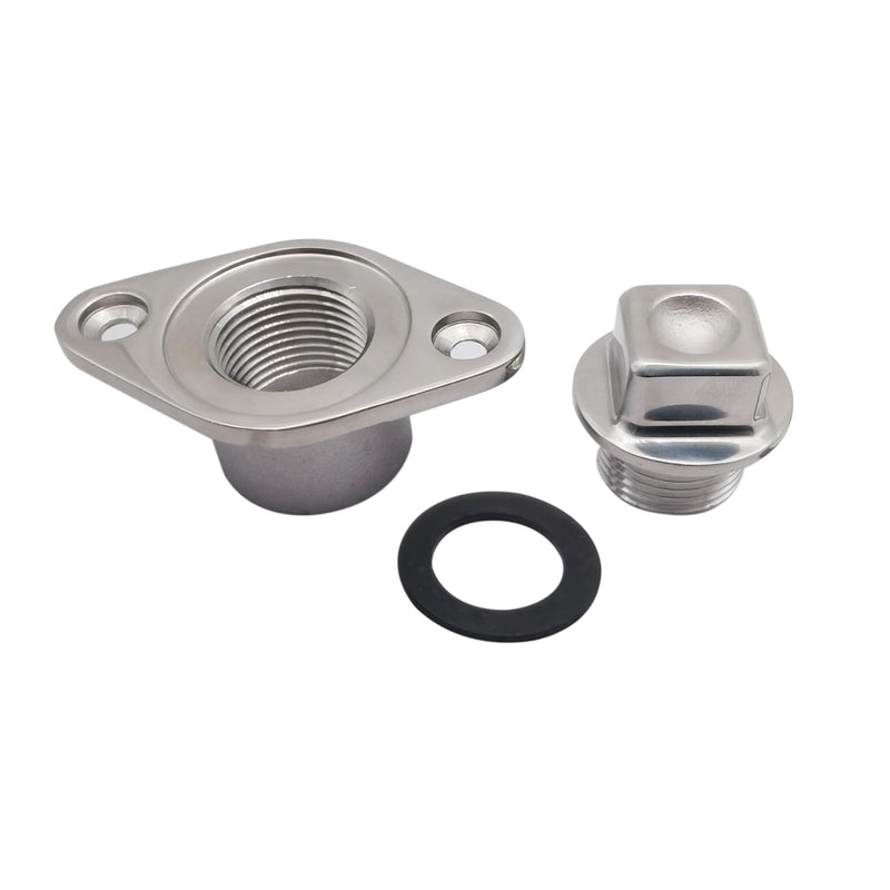Marine Grade Stainless Steel 316 Boat FIT 1-1/4IN Hole Garboard Drain Plug W/Screws and O Ring 2PC