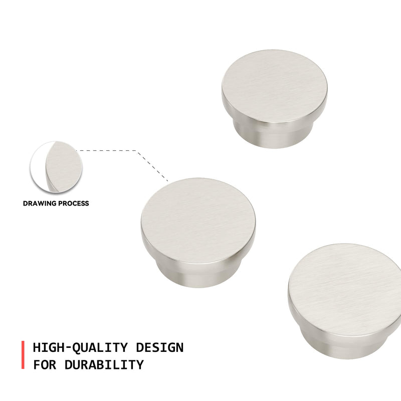 homdiy 50 Pack Brushed Nickel Round Cabinet for Knobs Drawer Knobs