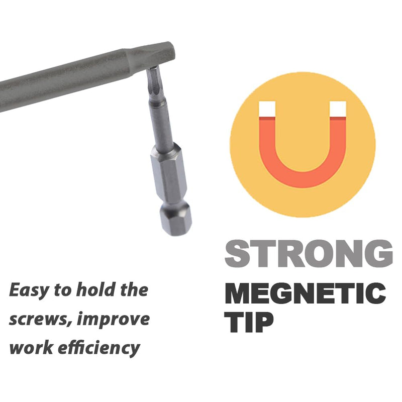 Square Head Screwdriver Bit Set 10PCS SQ2 1/4 Inch Hex Shank 6 Inch/150 mm S2 Steel with Magnetic for Power Screwdriver Drill Impact Driver 10 SQ / 6 inch