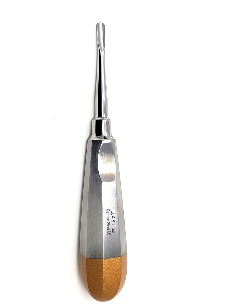 Dental Luxating Elevator Straight 5mm, Gold Handle, Stainless Steel 5mm Straight