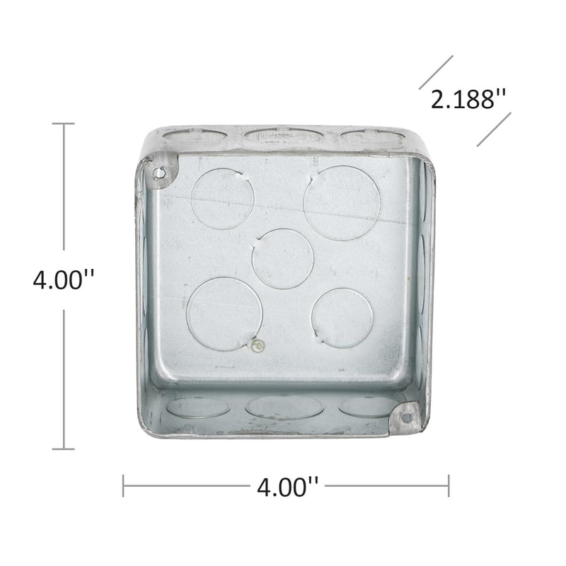 Hubbell-Raco 239 4 in. Square Plenum Box, Eleven 1/2 and Five 3/4 in. Knockouts, Drawn, 2-1/8 in. Deep, Gray Compact