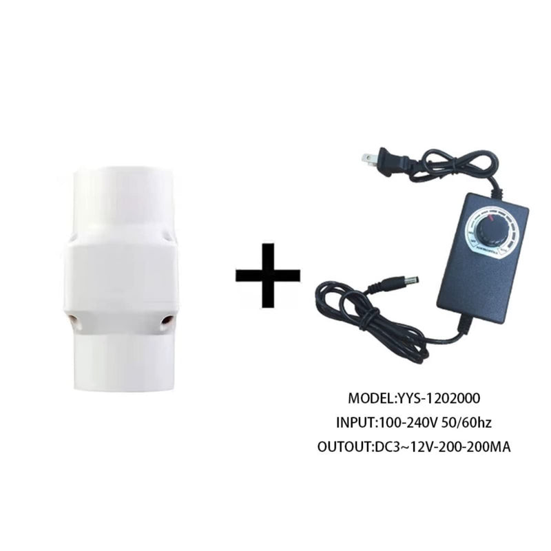 2'' Inline Duct Fan with Power Supply,Bathroom Exhaust Fan Kitchen 12V 6W Mini Blower for Office Hall Hydroponic Kitchen Adjustable speed
