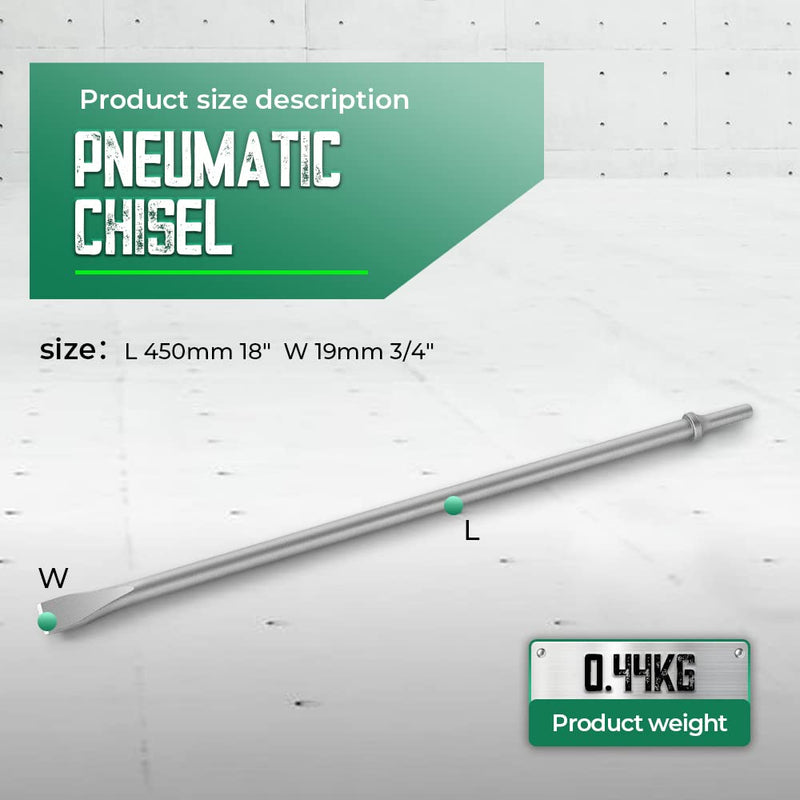Monkey King Bar-Pneumatic Chisel 3/4" Width Long 18" - 0.401 Inch Shank Pneumatic Hammers Bits for Air Hammer 3/4" Width Flat Pneumatic Chisel