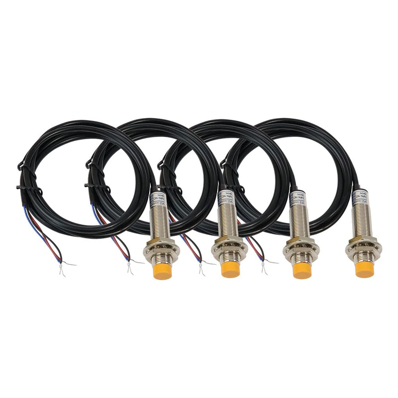 M12 Inductive Proximity Sensors NPN NO M12 Thread, 4mm Detection Distance, Metal Detection, Anti-Interference, Unshielded (4) 4
