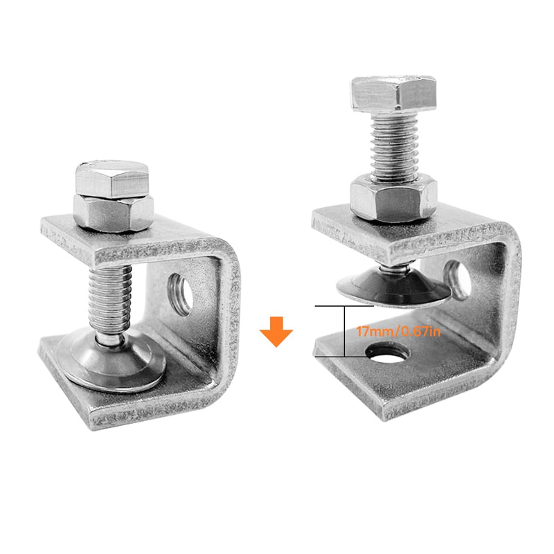 304 Stainless Steel C-Clamp with 0.79 Inch Wide Jaw Opening Heavy Duty Metal U Clamps for Woodworking Welding Building Household and Construction(4PCs)