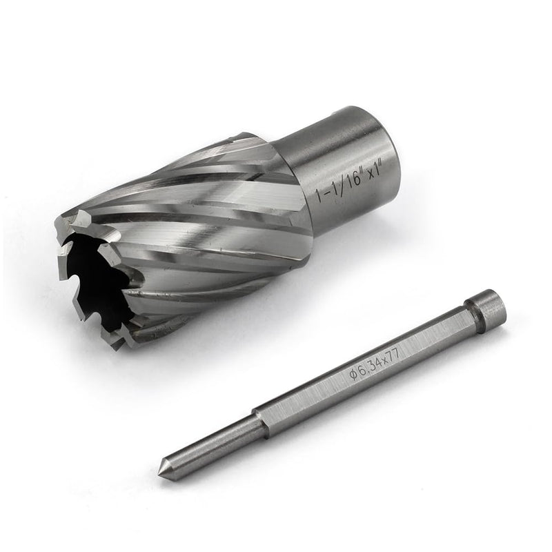Annular Cutter JESTUOUS 1-1/16 Inch Cutting Diameter 3/4 Weldon Shank 1 Cutting Depth with Pilot Pin Slugger Bits HSS Kit for Magnetic Drill Press,1 Piece