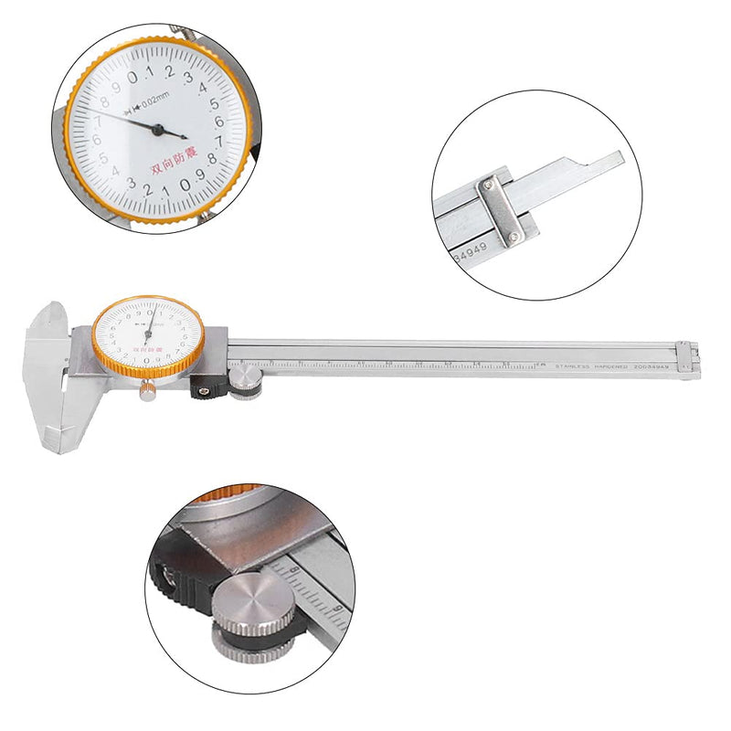 Dial Caliper Vernier, Caliper, Vernier Caliper Gauge Stainless Steel, Metric Caliper, Micrometer, 0.02 Double Shock Stainless Steel Manual Measuring Tool 0‑150mm, Caliper Measuring Tool