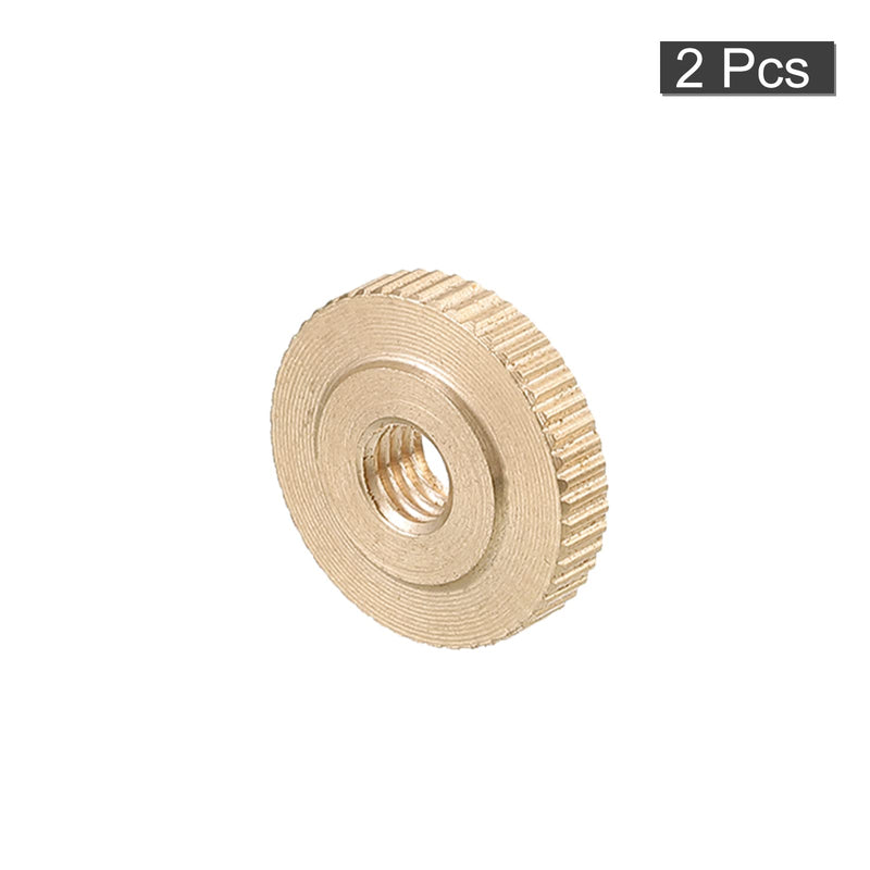uxcell Knurled Thumb Nuts, 2pcs M5 x D16mm x H4mm Brass Knurled Nut Flat Head Through Hole Lock Adjusting Nuts for 3D Printer Parts M5 x 16mm x 4mm 2