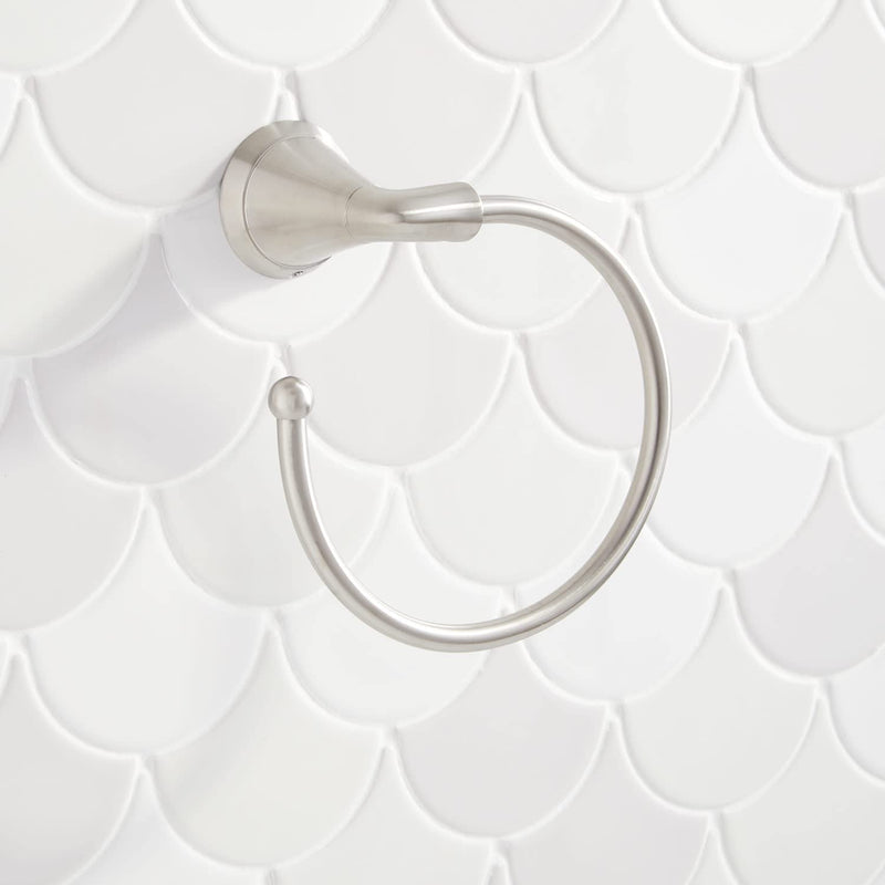 Signature Hardware 446858 Provincetown 6-1/8" Wall Mounted Towel Ring - Brushed Nickel