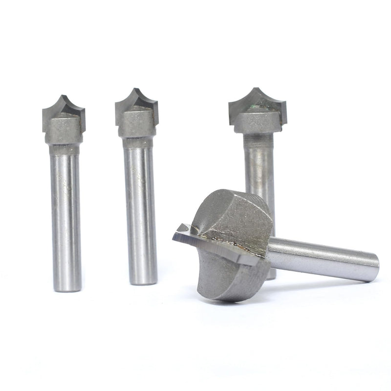 4pcs Point Cutting Roundover Router Bit Set,1/4" Shank,Cutting Dia. 3/8“,3/8",1/2" and 1",Round-Over Plunge Cutter for Wood Engraving, 2D and 3D Carving 4Pcs V Point Bits