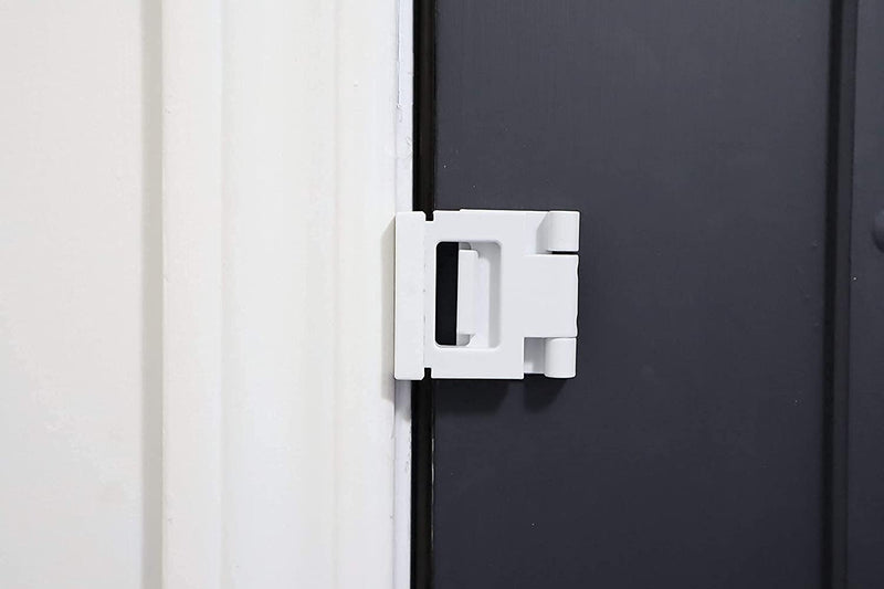 Door Lock for in-Swinging Doors, Home Security Latch Device, Childproof, Easy to Install (White) White