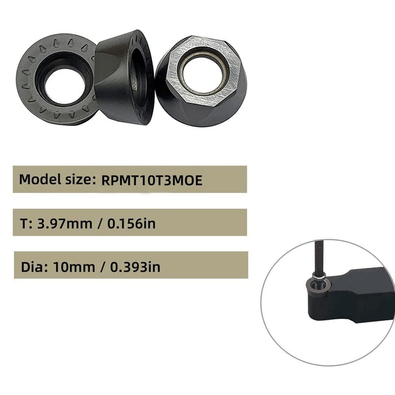 GBJ 5/8" 16mm SRAPR1616H10 45° Lathe Turning Holders with 10PCS RPMT10T3 Round Turning Inserts Used for Processing cast Iron/nodular cast Iron/Stainless Steel (SRAPR1616H10+RPMT10 Inserts) SRAPR1616H10+R5