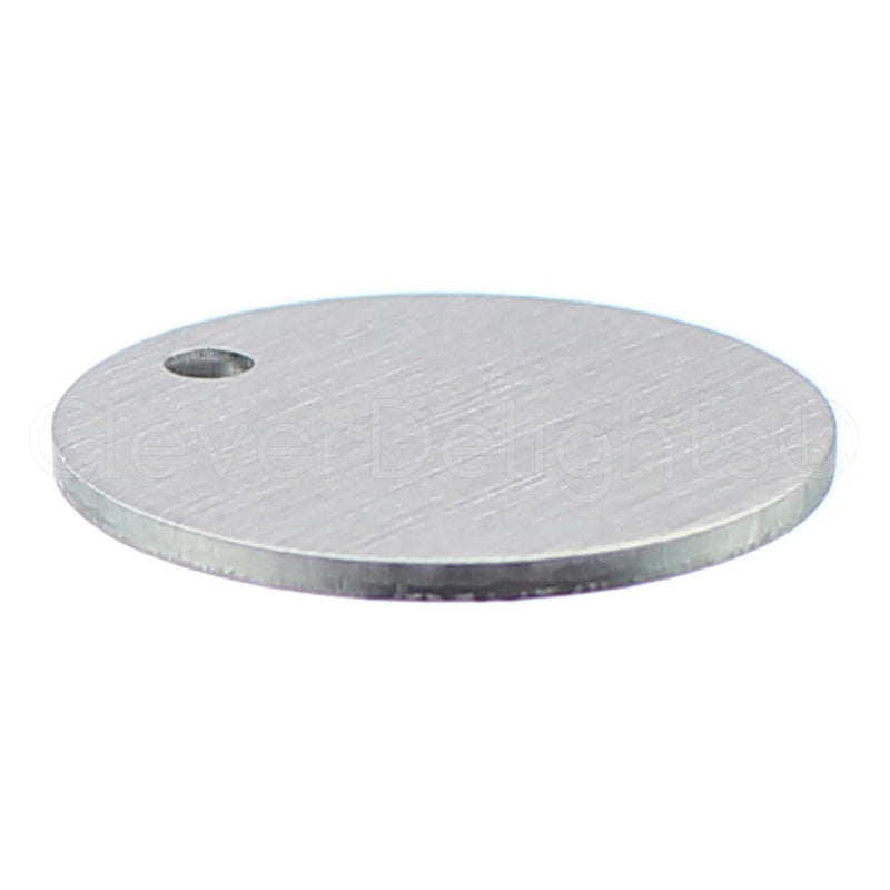 CleverDelights 1 Inch Round Stamping Blanks - 100 Pack - 14GA (.064") Aluminum Discs - 3mm Hole - 1" Circle Disc Valve Tags Crafts Etching 1.0 Inch - 3mm Hole - 0.064" Thick