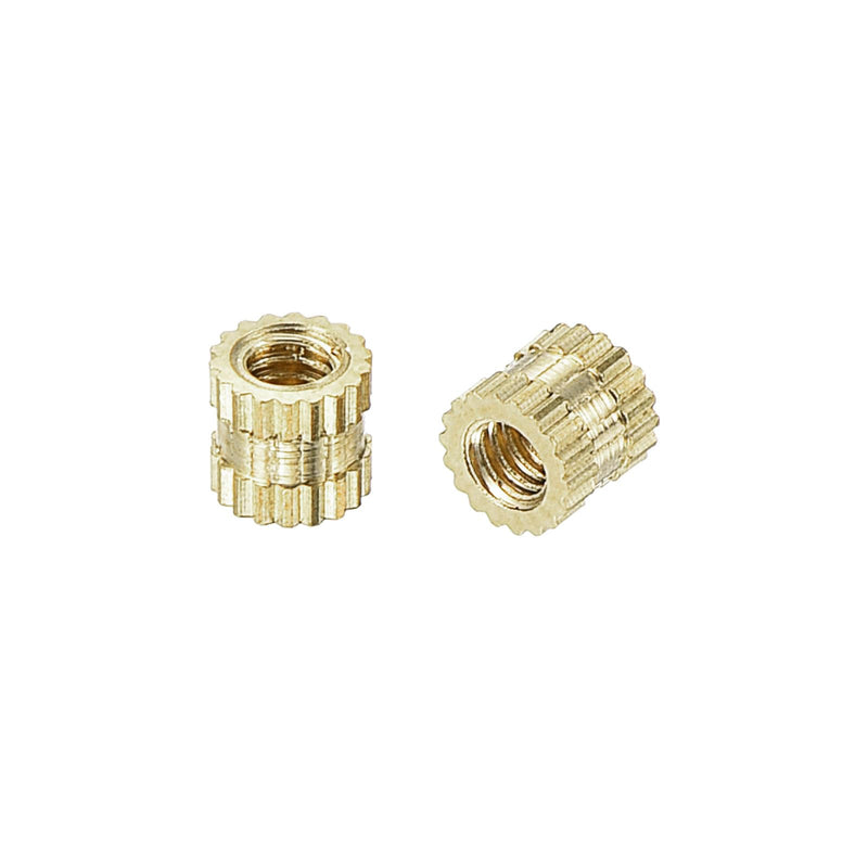 uxcell M2 x 3mm(L) x 3.2mm(OD) Female Thread Brass Knurled Threaded Insert Embedment Nuts, 80Pcs M2x3x3.2mm 80
