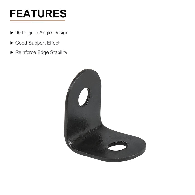 0.47"x0.47"x0.35"(LxWxH) L Bracket Corner Braces -60Pack- Good for Mending Wooden Furniture - Metal Right Angle Brackets W/Screws - Black 0.47"x0.47"x0.35" 60