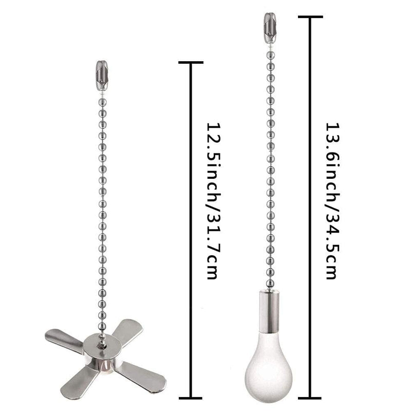 Ceiling Fan Pull Chain Ornaments Extension Chains with Decorative Light Bulb and Cord 13.6 Inches Fan Pull Chain Set For Ceiling Light Lamp Chain (Nickel) Pull Chain(Nickel)