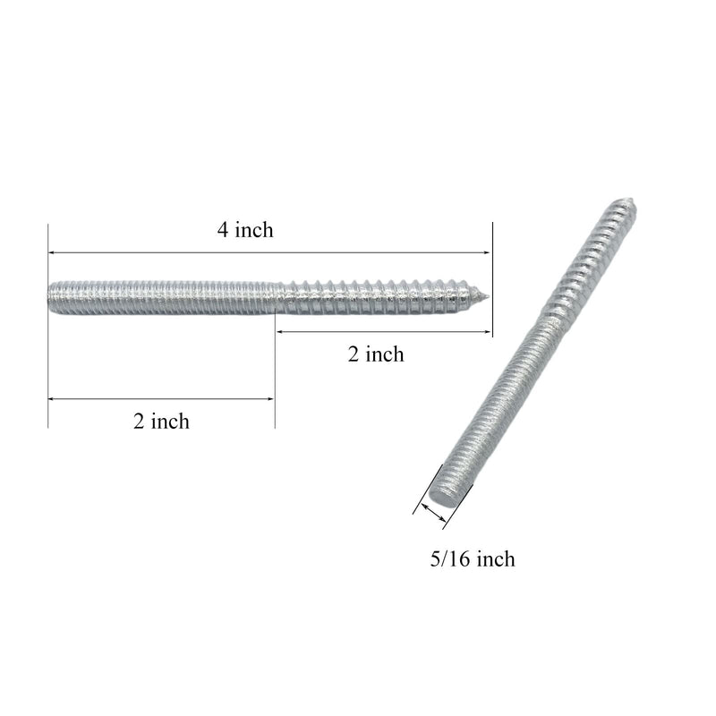 8 Pack 5/16-18 x 4 Inch Hanger Bolts 5/16-18" Silvery Double Headed Bolts 5/16 Wood Dowel Screw Self-Tapping Screw Hanger Bolts for Furniture Screws Double Screw Threaded Rods Bolt 100mm length Silver 5/16-18"x4"-8PCS