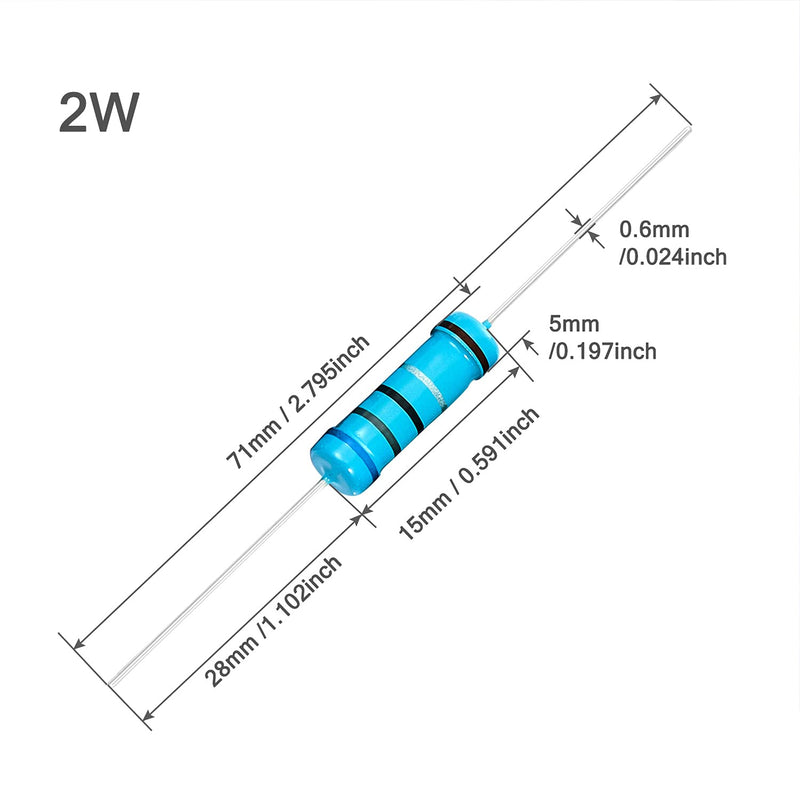 Chanzon 30pcs 2W 100 Ω ohm Metal Film Fixed Resistor 0.01 ±1% Tolerance 100R MF Through Hole Resistors Current Limiting Rohs Certificated [2ZC28] 100 ohm