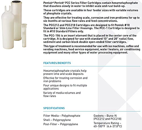 Pentair Pentek PCC-1 10" x 2.5" Polyphosphate Scale Control Water Filter