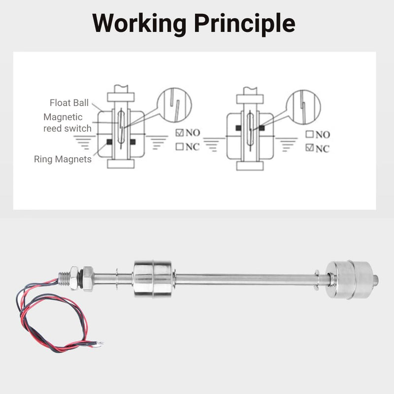 Stainless Steel Switch Water Level Sensor Double Ball Water Level Controller Sensor Switch for Pool(200mm / 7.87in) 200mm / 7.87in