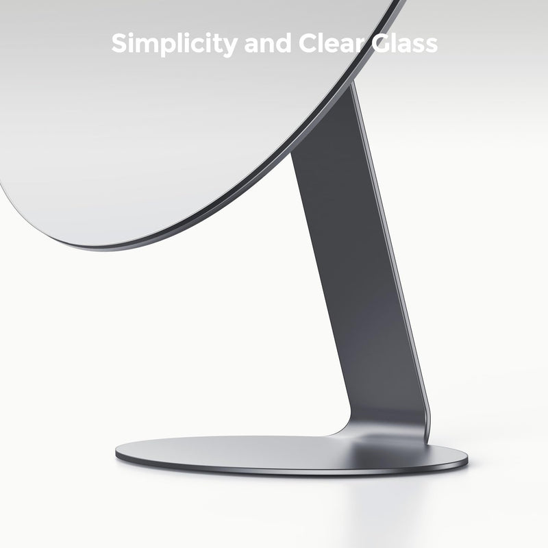 Oval Makeup Mirror for Desk, 12 Inch Frameless Metal Standing Table Top Mirror, Adjustable Angle Oval