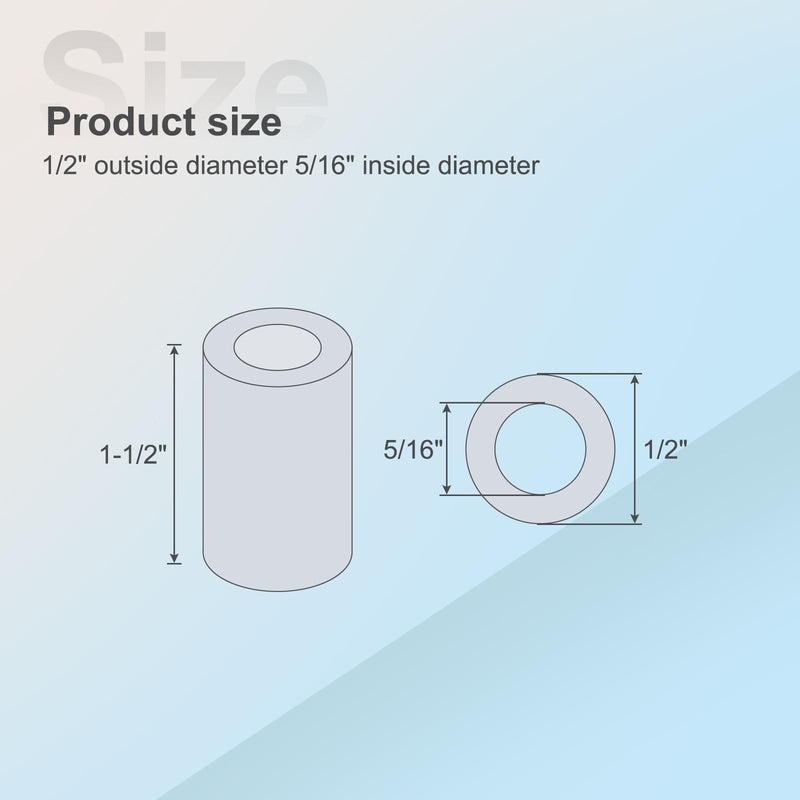 Aluminum Spacers 5/16" Bore x 1/2" OD x 1-1/2" Length Unthreaded Standoff Bushing Plain Finish Round Metal Spacer, Fits Screws Bolts Rods 5/16" or M8, Oxidized Finished 10 Pack 5/16 " x 1/2" x 1-1/2"