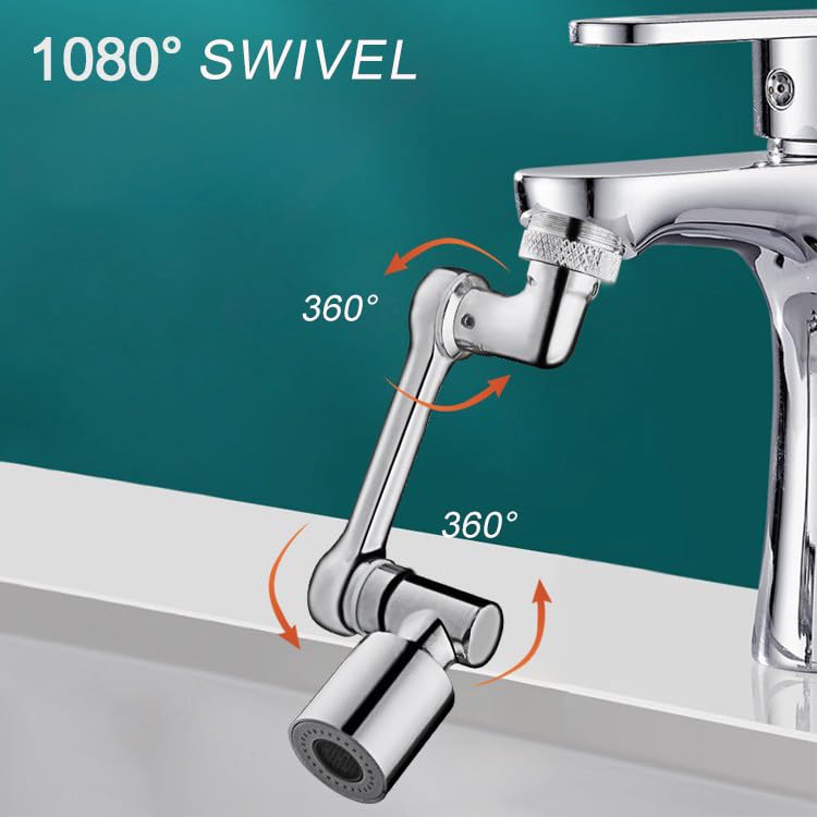 BSPIX 1080° Rotating Faucet Aerator Extender (Plastic) with Aerator Wrench - 22mm Inside Diameter Suitable for 20-24mm Faucets - Dual Models And Robotic Arm for Kitchen/Bathroom 1
