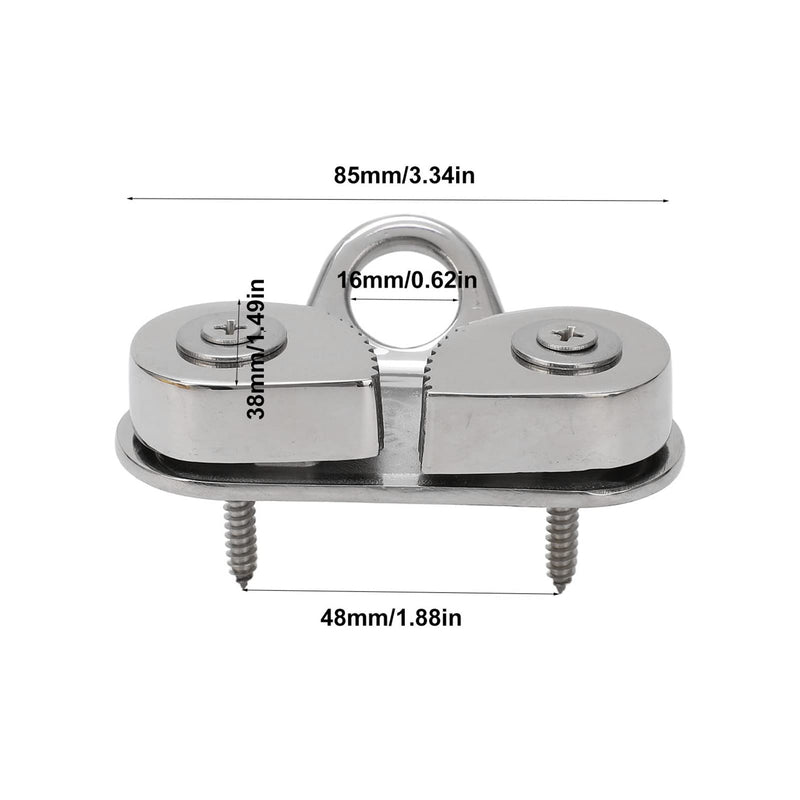Stainless Steel Cam Cleat, Marine-Grade Fairlead with Flared Entry for Boats Dinghy Kayaks Fits 3-15mm Rope
